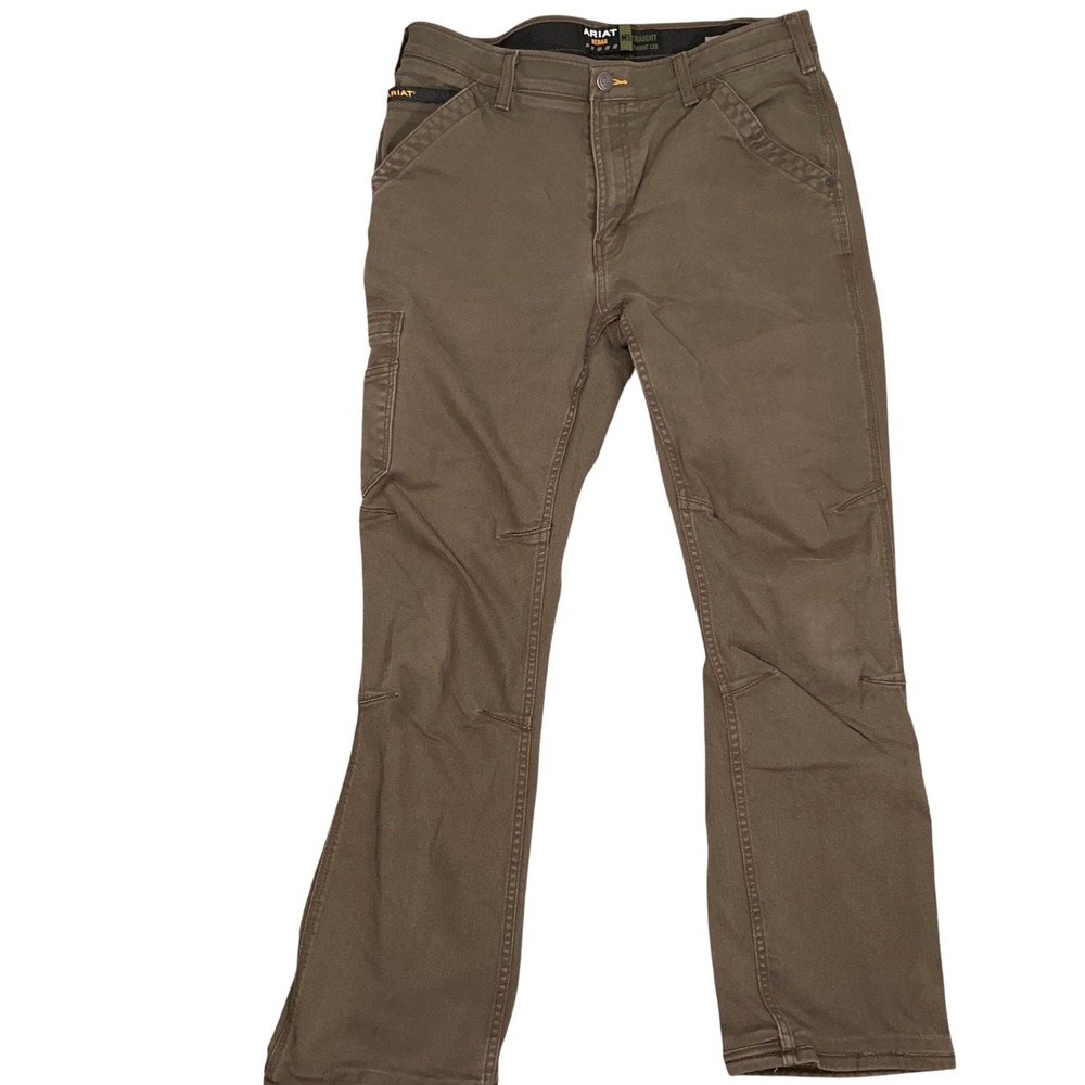 Ariat Rebar M5 Pants Mens 35/34 Brown Work‎ Chore Straight Leg Utility Canvas